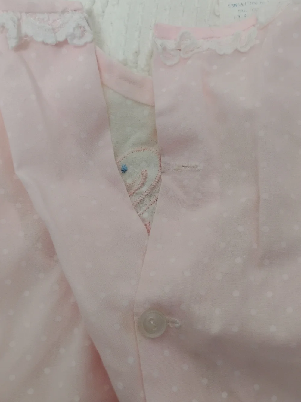Vintage 80s Cradle Togs Baby Girl Pink Swiss Dot Bubble Romper Swan Embroidered